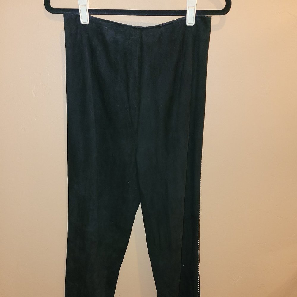 #147 Jose Luis Black Suede Trousers; Size 34.
